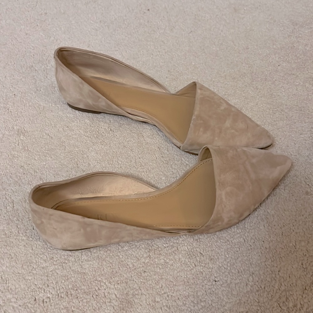JCrew cream suede flats with pointed toe. Size 7